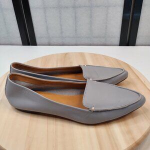 J. Crew Edie Leather Gray Pointed Toe Comfort Loafer Flats G1812 Women US 7.5